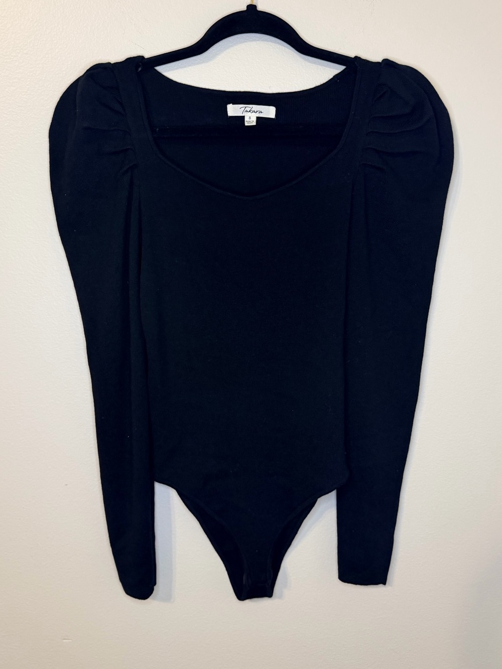 Takara Black Puff Sleeve Long-Sleeve Bodysuit